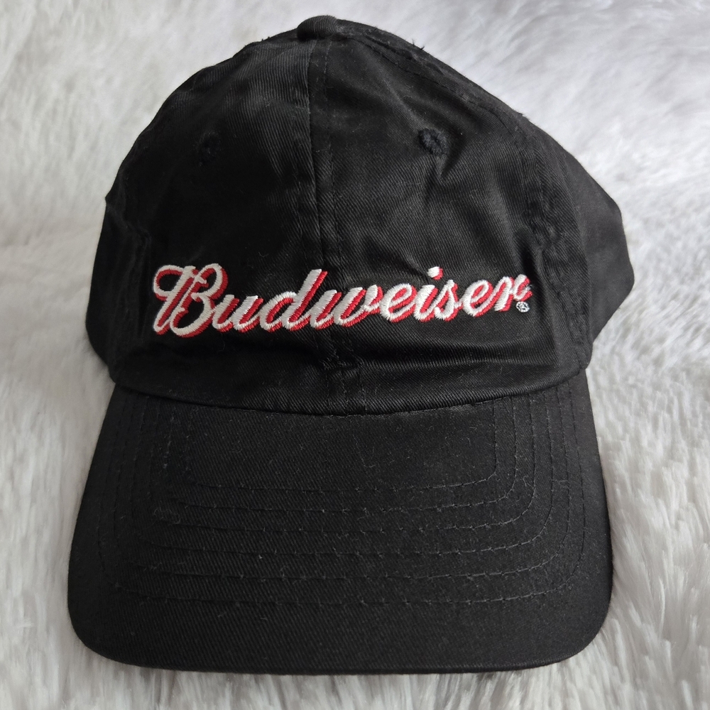 Vintage Budweiser Embroidered Baseball Cap Black Snapback OSFA